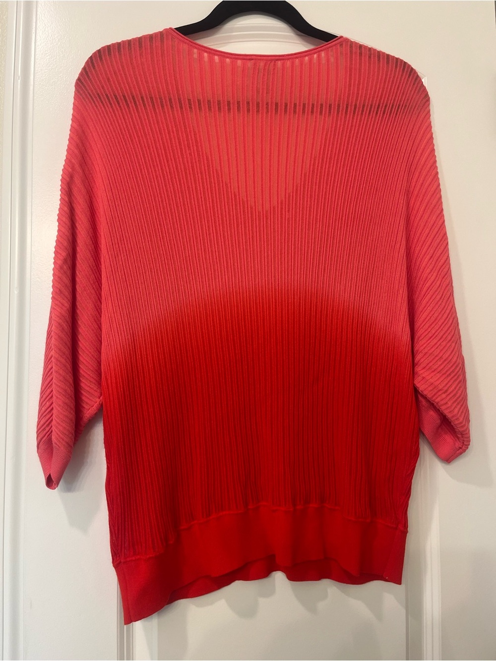 Chicos Sheer Stripe Dip Dye Ribbed V-Neck Top Sweater Pullover Knit Sz L or 2 - Picture 6 of 7